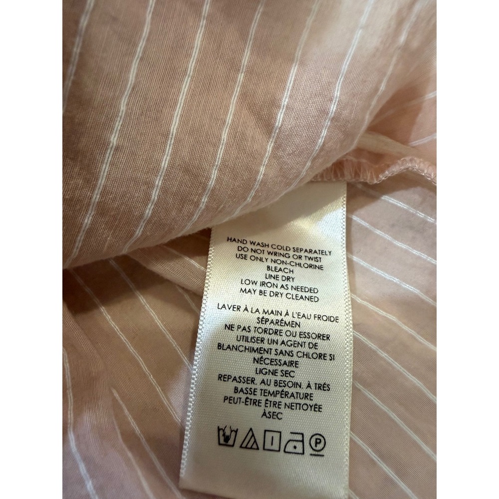 Maeve Anthropologie Pink Pinstripe Smocked Peplum Crop Top 3X Plus Size Lined - Picture 4 of 7